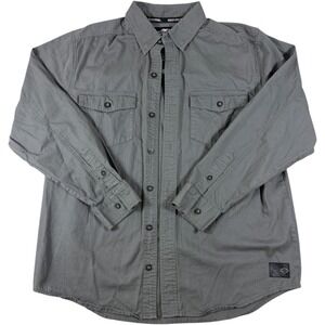 Harley Davidson Shirt Men's Large Gray Button Up Embroidered Logo Biker Workwear